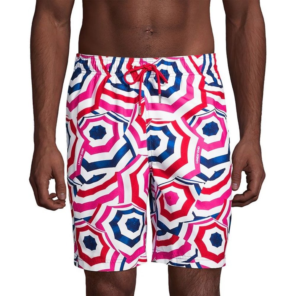 NWT Lands' End Men's Lined 8in Umbrella Volley Swim Trunks Size S $50 KK213